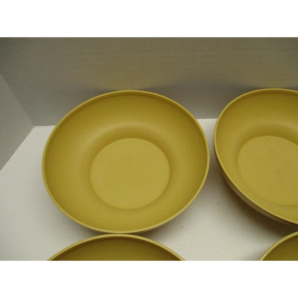 Vintage Tupperware Salad/Cereal Bowls 890 Harvest Gold Yellow Set of 4 VERY NICE